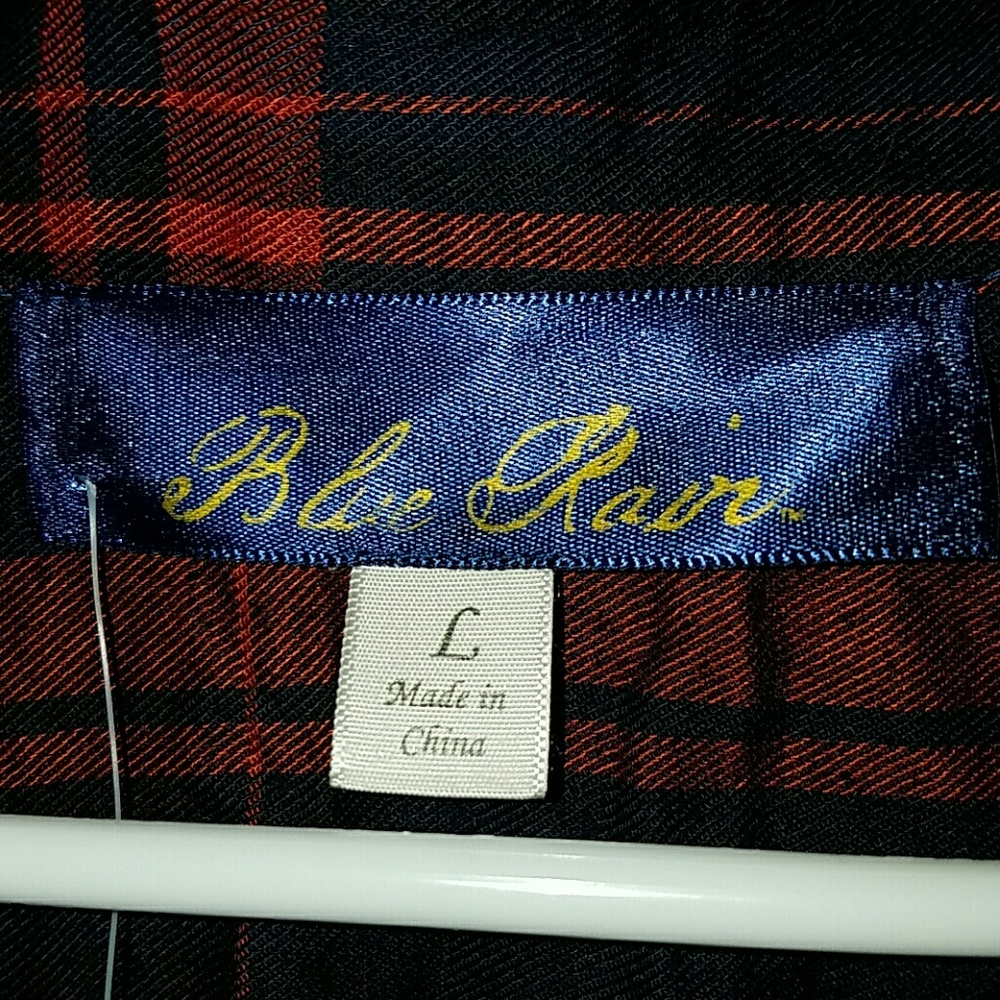 Navy &Burgundy Plaid-•Blue Rain•| ButtonUp Flannel - Picture 2 of 6
